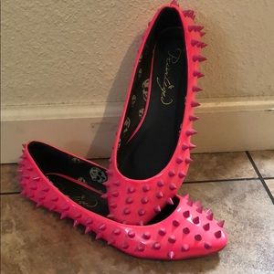 Fun Hot Pink Spiked Flats - Privileged